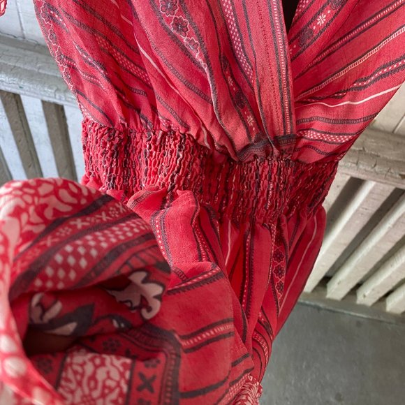 ALANTINO Summer dress, bohemian style, STRIPE PRINTED CREPE MIDI DRESS - Picture 4 of 6